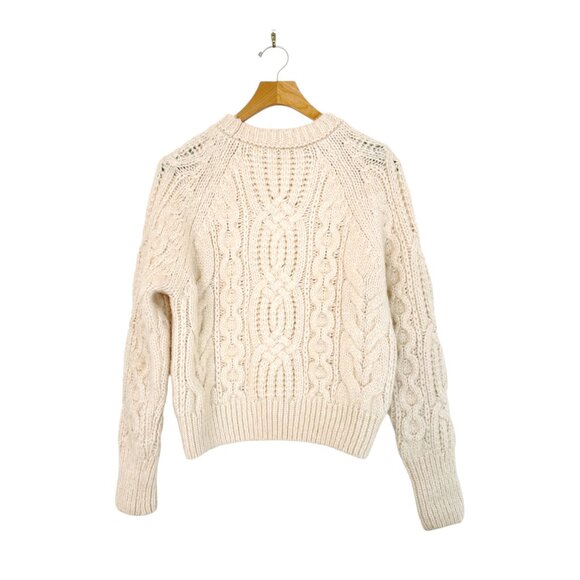 Zara Wool Blend Cable knit Crewneck Sweater Size M - Picture 3 of 7